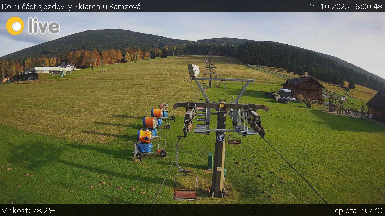 Horské atrakce Ramzová - Dolní část sjezdovky Skiareálu Ramzová - 21.10.2025 v 16:00 Horské atrakce Ramzová - Dolní část sjezdovky Skiareálu Ramzová - 21.10.2025 v 16:00