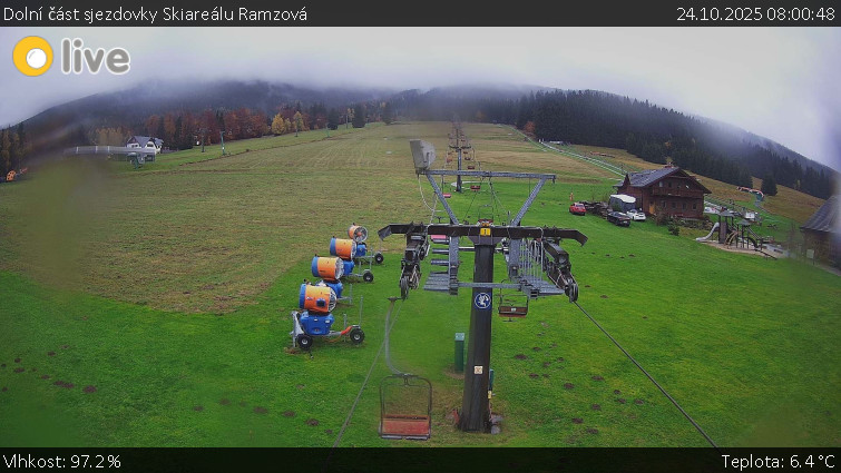 Horské atrakce Ramzová - Dolní část sjezdovky Skiareálu Ramzová - 24.10.2025 v 08:00 Horské atrakce Ramzová - Dolní část sjezdovky Skiareálu Ramzová - 24.10.2025 v 08:00