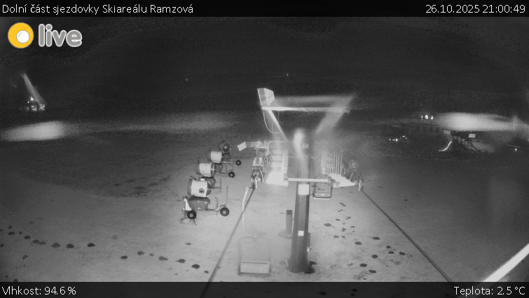 Horské atrakce Ramzová - Dolní část sjezdovky Skiareálu Ramzová - 26.10.2025 v 21:00 Horské atrakce Ramzová - Dolní část sjezdovky Skiareálu Ramzová - 26.10.2025 v 21:00