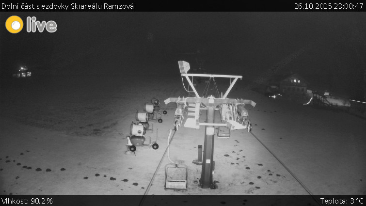 Horské atrakce Ramzová - Dolní část sjezdovky Skiareálu Ramzová - 26.10.2025 v 23:00 Horské atrakce Ramzová - Dolní část sjezdovky Skiareálu Ramzová - 26.10.2025 v 23:00
