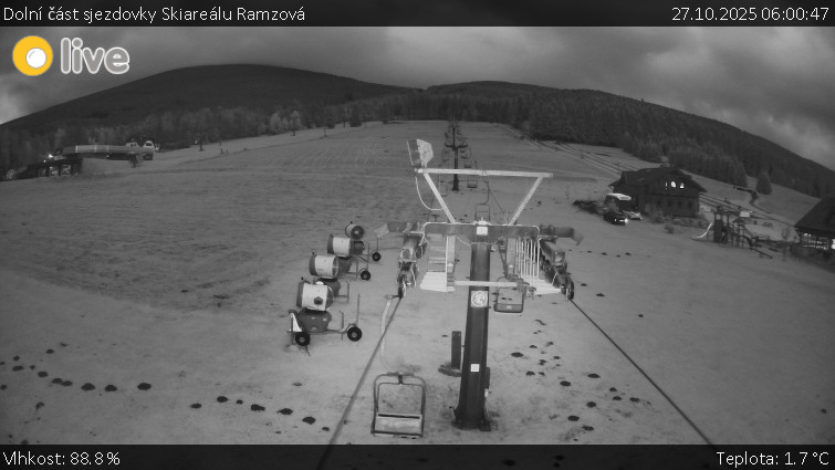 Horské atrakce Ramzová - Dolní část sjezdovky Skiareálu Ramzová - 27.10.2025 v 06:00 Horské atrakce Ramzová - Dolní část sjezdovky Skiareálu Ramzová - 27.10.2025 v 06:00