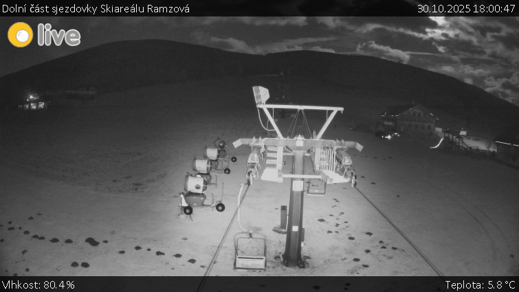 Horské atrakce Ramzová - Dolní část sjezdovky Skiareálu Ramzová - 30.10.2025 v 18:00 Horské atrakce Ramzová - Dolní část sjezdovky Skiareálu Ramzová - 30.10.2025 v 18:00