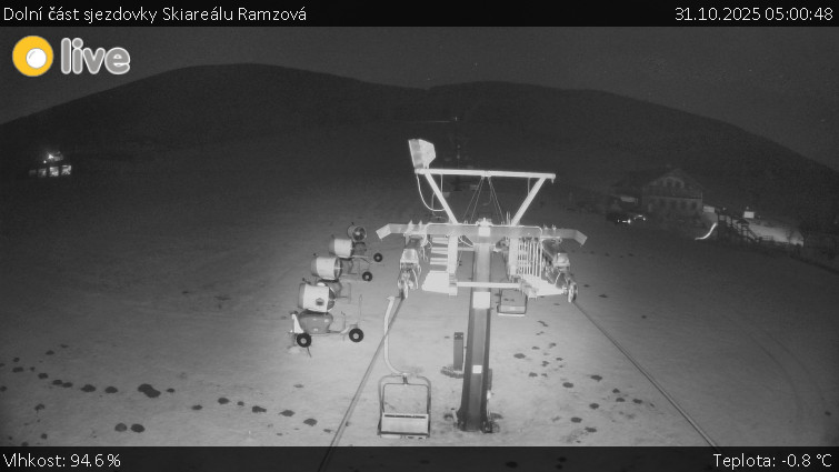 Horské atrakce Ramzová - Dolní část sjezdovky Skiareálu Ramzová - 31.10.2025 v 05:00 Horské atrakce Ramzová - Dolní část sjezdovky Skiareálu Ramzová - 31.10.2025 v 05:00
