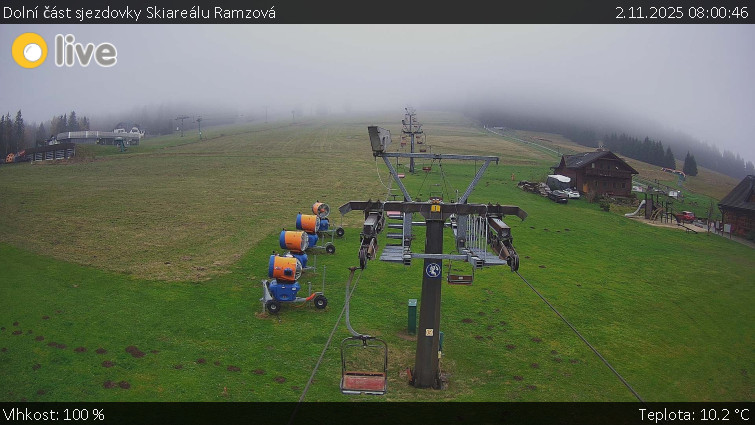 Horské atrakce Ramzová - Dolní část sjezdovky Skiareálu Ramzová - 2.11.2025 v 08:00 Horské atrakce Ramzová - Dolní část sjezdovky Skiareálu Ramzová - 2.11.2025 v 08:00