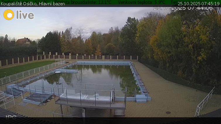 Koupaliště Osíčko - Hlavní bazen - 25.10.2025 v 07:45 Koupaliště Osíčko - Hlavní bazen - 25.10.2025 v 07:45