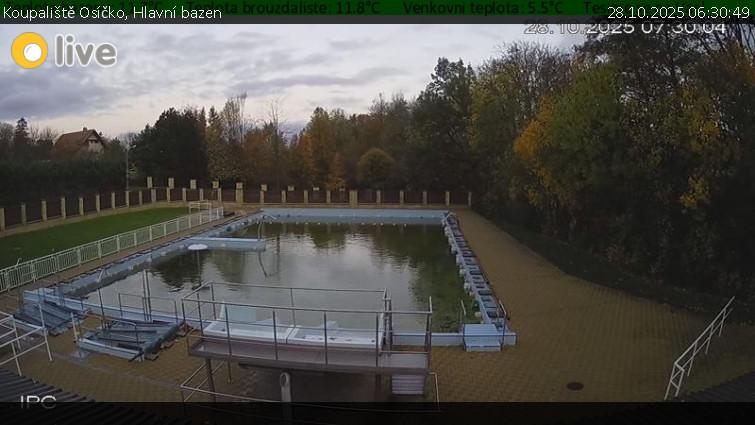 Koupaliště Osíčko - Hlavní bazen - 28.10.2025 v 06:30 Koupaliště Osíčko - Hlavní bazen - 28.10.2025 v 06:30