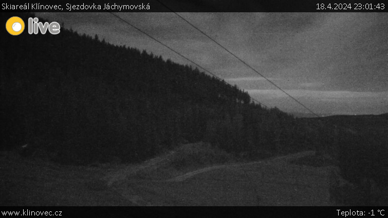 Skiareál Klínovec - Sjezdovka Jáchymovská, lanovka Prima Express - 18.4.2024 v 23:01