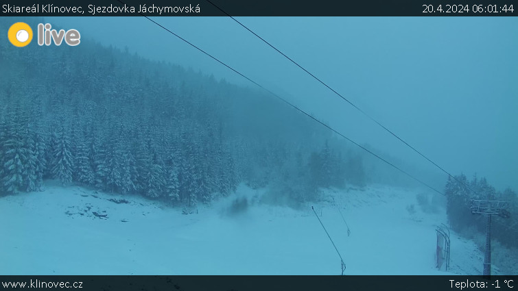 Skiareál Klínovec - Sjezdovka Jáchymovská, lanovka Prima Express - 20.4.2024 v 06:01