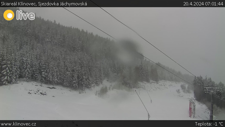 Skiareál Klínovec - Sjezdovka Jáchymovská, lanovka Prima Express - 20.4.2024 v 07:01