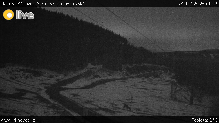 Skiareál Klínovec - Sjezdovka Jáchymovská, lanovka Prima Express - 23.4.2024 v 23:01