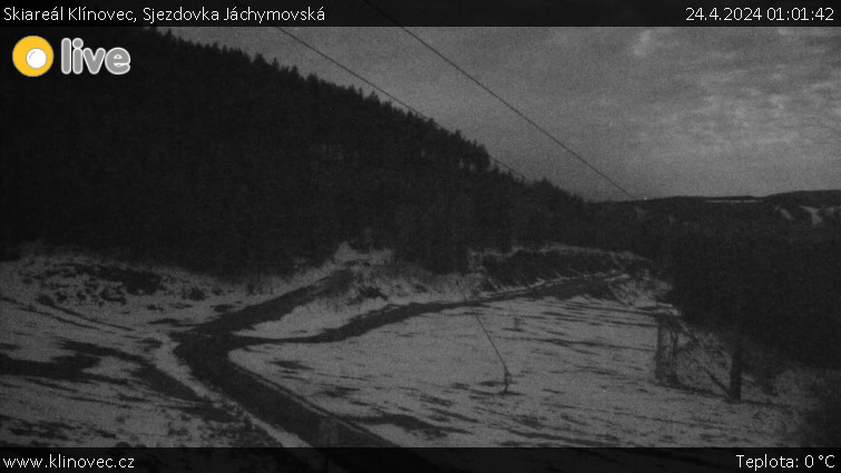 Skiareál Klínovec - Sjezdovka Jáchymovská, lanovka Prima Express - 24.4.2024 v 01:01
