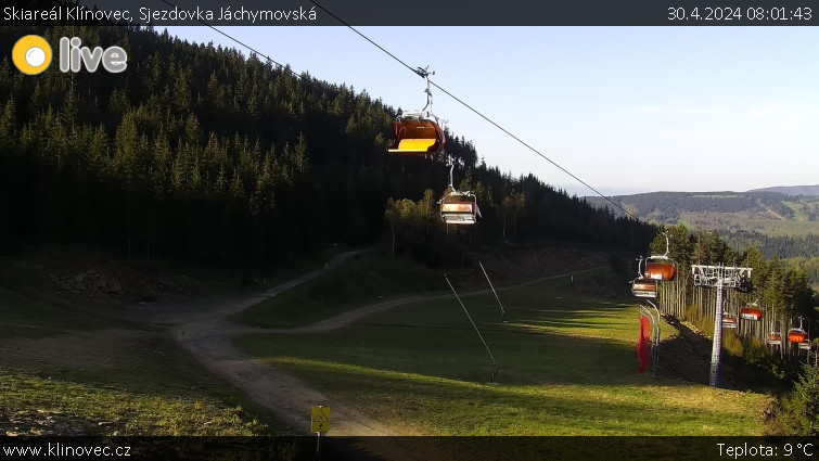 Skiareál Klínovec - Sjezdovka Jáchymovská, lanovka Prima Express - 30.4.2024 v 08:01