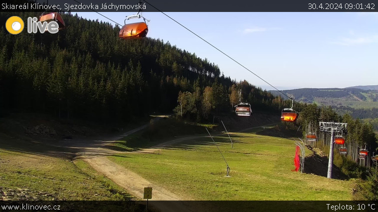 Skiareál Klínovec - Sjezdovka Jáchymovská, lanovka Prima Express - 30.4.2024 v 09:01