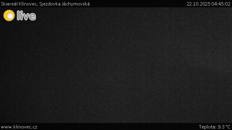 Skiareál Klínovec - Sjezdovka Jáchymovská, lanovka Prima Express - 22.10.2025 v 04:45 Skiareál Klínovec - Sjezdovka Jáchymovská, lanovka Prima Express - 22.10.2025 v 04:45