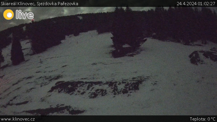 Skiareál Klínovec - Sjezdovka Pařezovka, lanovka CineStar Express - 24.4.2024 v 01:02