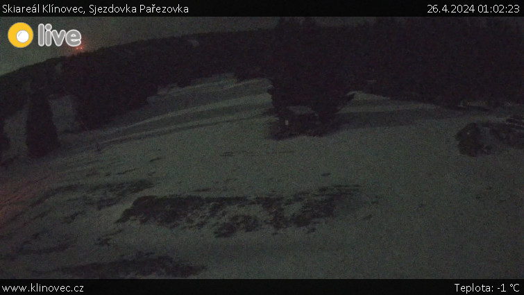 Skiareál Klínovec - Sjezdovka Pařezovka, lanovka CineStar Express - 26.4.2024 v 01:02