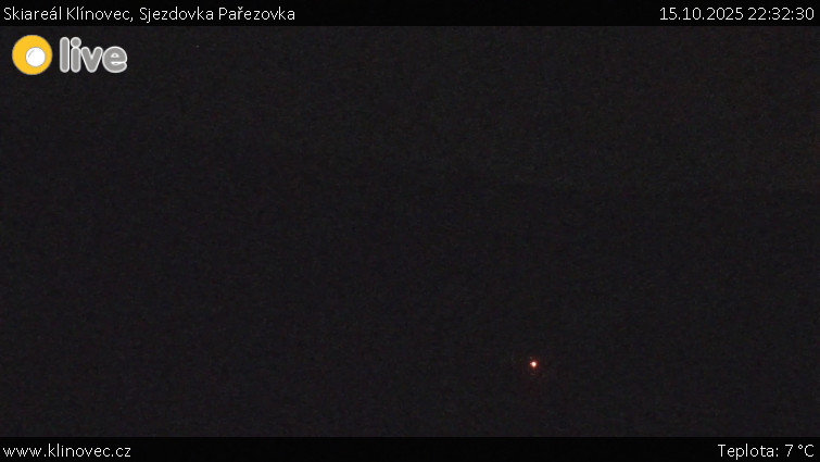 Skiareál Klínovec - Sjezdovka Pařezovka, lanovka CineStar Express - 15.10.2025 v 22:32 Skiareál Klínovec - Sjezdovka Pařezovka, lanovka CineStar Express - 15.10.2025 v 22:32