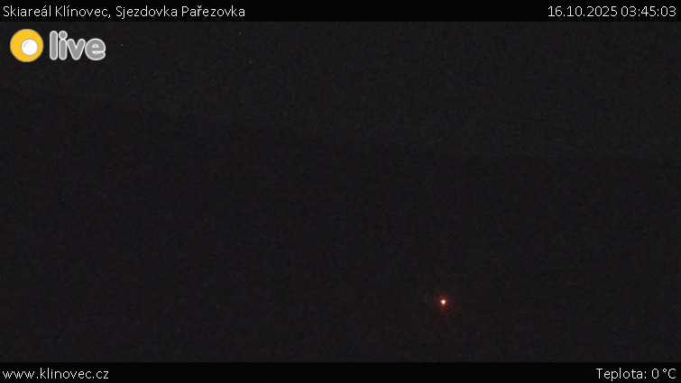 Skiareál Klínovec - Sjezdovka Pařezovka, lanovka CineStar Express - 16.10.2025 v 03:45 Skiareál Klínovec - Sjezdovka Pařezovka, lanovka CineStar Express - 16.10.2025 v 03:45