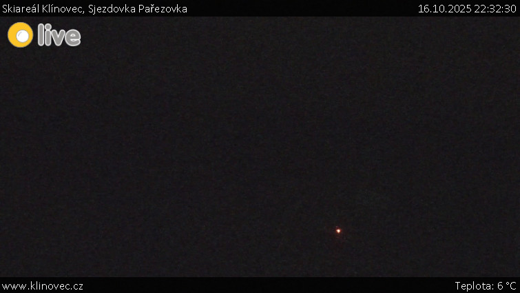 Skiareál Klínovec - Sjezdovka Pařezovka, lanovka CineStar Express - 16.10.2025 v 22:32 Skiareál Klínovec - Sjezdovka Pařezovka, lanovka CineStar Express - 16.10.2025 v 22:32