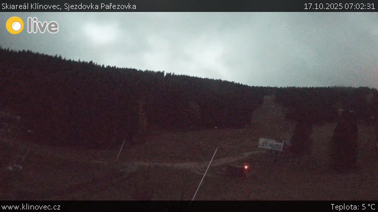Skiareál Klínovec - Sjezdovka Pařezovka, lanovka CineStar Express - 17.10.2025 v 07:02 Skiareál Klínovec - Sjezdovka Pařezovka, lanovka CineStar Express - 17.10.2025 v 07:02