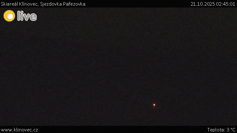 Skiareál Klínovec - Sjezdovka Pařezovka, lanovka CineStar Express - 21.10.2025 v 02:45 Skiareál Klínovec - Sjezdovka Pařezovka, lanovka CineStar Express - 21.10.2025 v 02:45