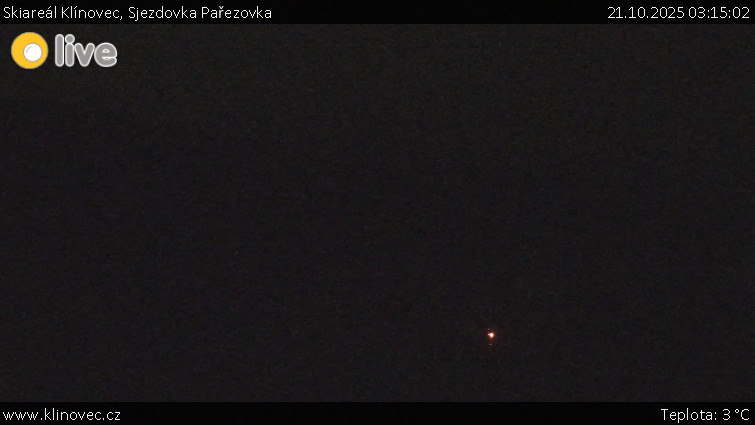 Skiareál Klínovec - Sjezdovka Pařezovka, lanovka CineStar Express - 21.10.2025 v 03:15 Skiareál Klínovec - Sjezdovka Pařezovka, lanovka CineStar Express - 21.10.2025 v 03:15
