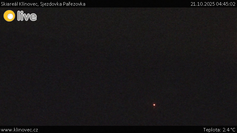 Skiareál Klínovec - Sjezdovka Pařezovka, lanovka CineStar Express - 21.10.2025 v 04:45 Skiareál Klínovec - Sjezdovka Pařezovka, lanovka CineStar Express - 21.10.2025 v 04:45
