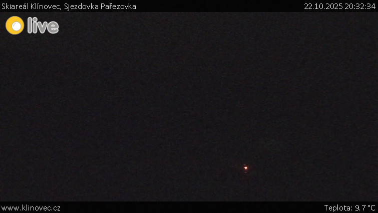 Skiareál Klínovec - Sjezdovka Pařezovka, lanovka CineStar Express - 22.10.2025 v 20:32 Skiareál Klínovec - Sjezdovka Pařezovka, lanovka CineStar Express - 22.10.2025 v 20:32