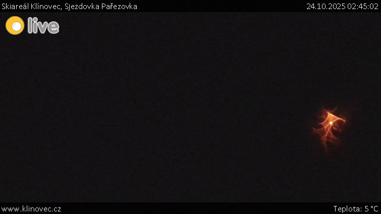 Skiareál Klínovec - Sjezdovka Pařezovka, lanovka CineStar Express - 24.10.2025 v 02:45 Skiareál Klínovec - Sjezdovka Pařezovka, lanovka CineStar Express - 24.10.2025 v 02:45