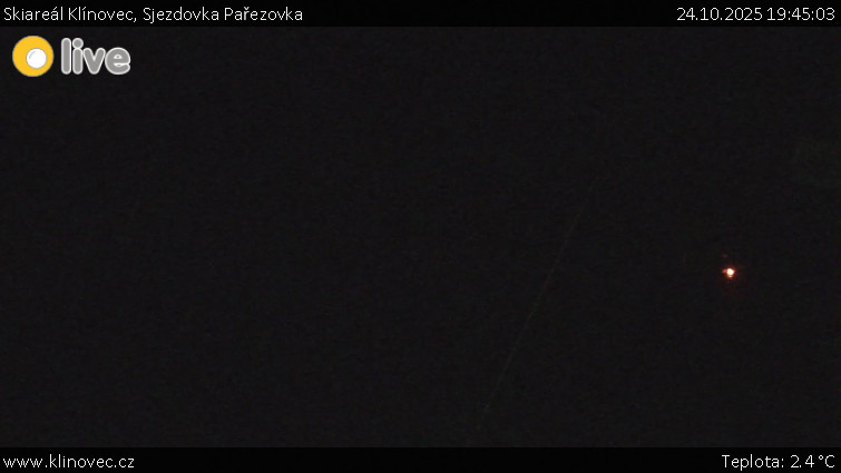 Skiareál Klínovec - Sjezdovka Pařezovka, lanovka CineStar Express - 24.10.2025 v 19:45 Skiareál Klínovec - Sjezdovka Pařezovka, lanovka CineStar Express - 24.10.2025 v 19:45