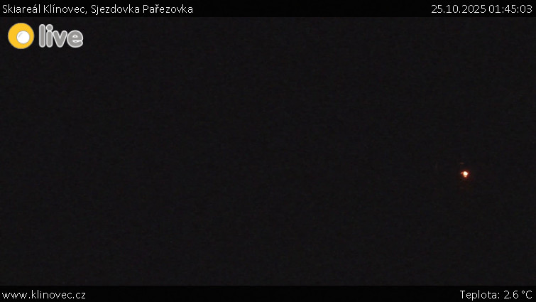 Skiareál Klínovec - Sjezdovka Pařezovka, lanovka CineStar Express - 25.10.2025 v 01:45 Skiareál Klínovec - Sjezdovka Pařezovka, lanovka CineStar Express - 25.10.2025 v 01:45