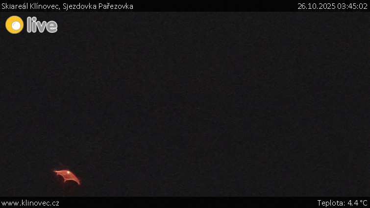 Skiareál Klínovec - Sjezdovka Pařezovka, lanovka CineStar Express - 26.10.2025 v 03:45 Skiareál Klínovec - Sjezdovka Pařezovka, lanovka CineStar Express - 26.10.2025 v 03:45