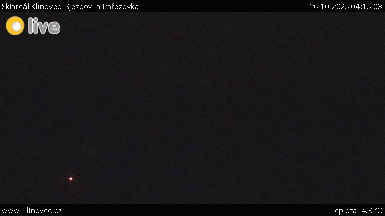 Skiareál Klínovec - Sjezdovka Pařezovka, lanovka CineStar Express - 26.10.2025 v 04:15 Skiareál Klínovec - Sjezdovka Pařezovka, lanovka CineStar Express - 26.10.2025 v 04:15