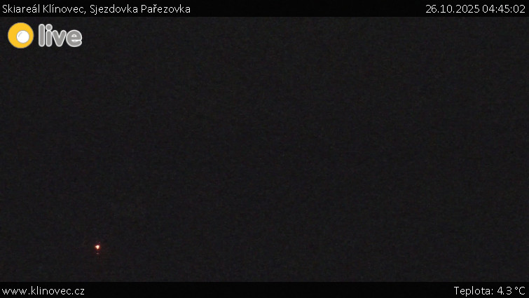 Skiareál Klínovec - Sjezdovka Pařezovka, lanovka CineStar Express - 26.10.2025 v 04:45 Skiareál Klínovec - Sjezdovka Pařezovka, lanovka CineStar Express - 26.10.2025 v 04:45
