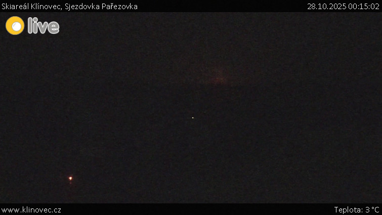 Skiareál Klínovec - Sjezdovka Pařezovka, lanovka CineStar Express - 28.10.2025 v 00:15 Skiareál Klínovec - Sjezdovka Pařezovka, lanovka CineStar Express - 28.10.2025 v 00:15