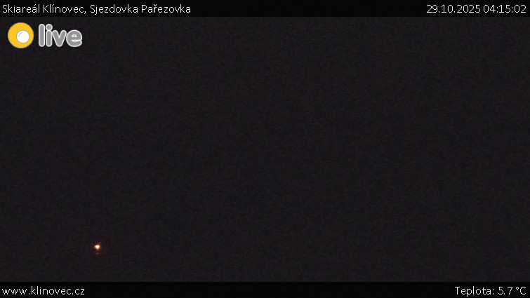 Skiareál Klínovec - Sjezdovka Pařezovka, lanovka CineStar Express - 29.10.2025 v 04:15 Skiareál Klínovec - Sjezdovka Pařezovka, lanovka CineStar Express - 29.10.2025 v 04:15
