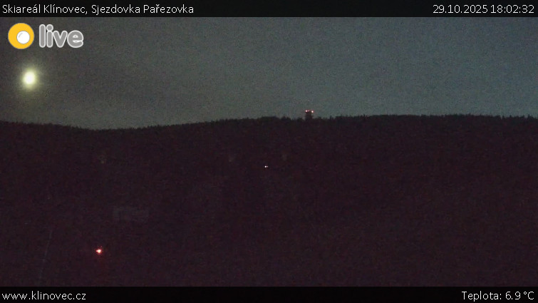 Skiareál Klínovec - Sjezdovka Pařezovka, lanovka CineStar Express - 29.10.2025 v 18:02 Skiareál Klínovec - Sjezdovka Pařezovka, lanovka CineStar Express - 29.10.2025 v 18:02