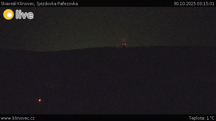 Skiareál Klínovec - Sjezdovka Pařezovka, lanovka CineStar Express - 30.10.2025 v 03:15 Skiareál Klínovec - Sjezdovka Pařezovka, lanovka CineStar Express - 30.10.2025 v 03:15