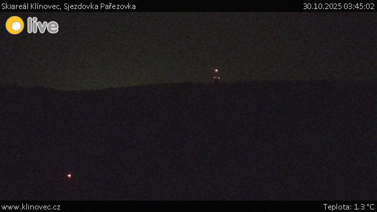 Skiareál Klínovec - Sjezdovka Pařezovka, lanovka CineStar Express - 30.10.2025 v 03:45 Skiareál Klínovec - Sjezdovka Pařezovka, lanovka CineStar Express - 30.10.2025 v 03:45