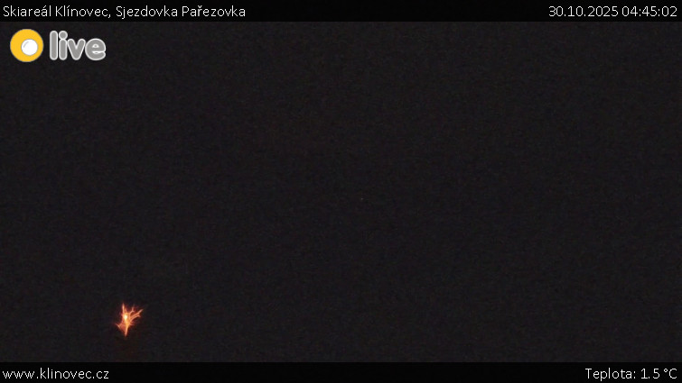Skiareál Klínovec - Sjezdovka Pařezovka, lanovka CineStar Express - 30.10.2025 v 04:45 Skiareál Klínovec - Sjezdovka Pařezovka, lanovka CineStar Express - 30.10.2025 v 04:45