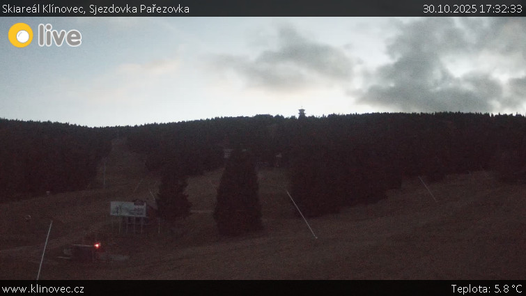 Skiareál Klínovec - Sjezdovka Pařezovka, lanovka CineStar Express - 30.10.2025 v 17:32 Skiareál Klínovec - Sjezdovka Pařezovka, lanovka CineStar Express - 30.10.2025 v 17:32