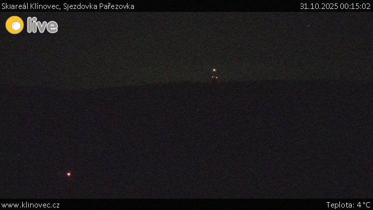 Skiareál Klínovec - Sjezdovka Pařezovka, lanovka CineStar Express - 31.10.2025 v 00:15 Skiareál Klínovec - Sjezdovka Pařezovka, lanovka CineStar Express - 31.10.2025 v 00:15