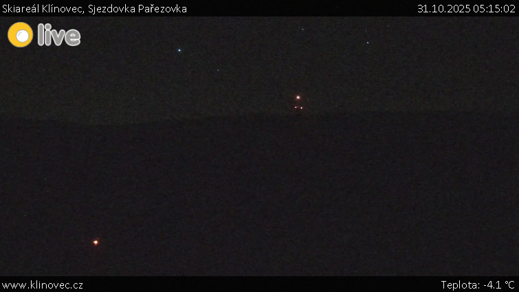 Skiareál Klínovec - Sjezdovka Pařezovka, lanovka CineStar Express - 31.10.2025 v 05:15 Skiareál Klínovec - Sjezdovka Pařezovka, lanovka CineStar Express - 31.10.2025 v 05:15