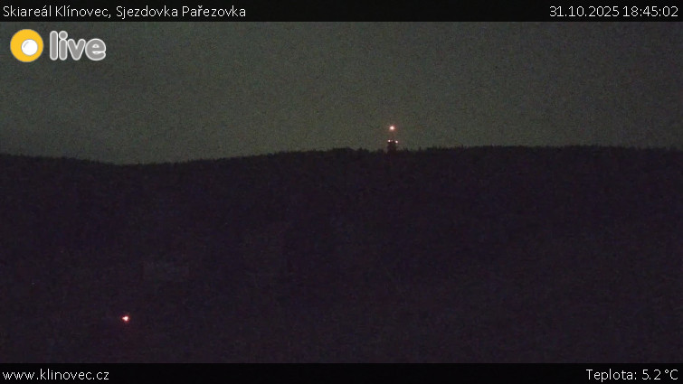 Skiareál Klínovec - Sjezdovka Pařezovka, lanovka CineStar Express - 31.10.2025 v 18:45 Skiareál Klínovec - Sjezdovka Pařezovka, lanovka CineStar Express - 31.10.2025 v 18:45