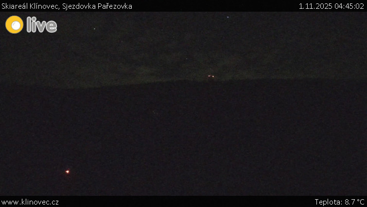 Skiareál Klínovec - Sjezdovka Pařezovka, lanovka CineStar Express - 1.11.2025 v 04:45 Skiareál Klínovec - Sjezdovka Pařezovka, lanovka CineStar Express - 1.11.2025 v 04:45