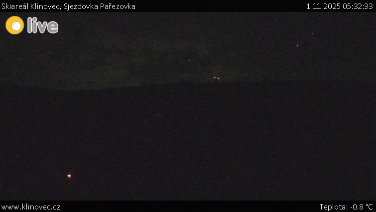 Skiareál Klínovec - Sjezdovka Pařezovka, lanovka CineStar Express - 1.11.2025 v 05:32 Skiareál Klínovec - Sjezdovka Pařezovka, lanovka CineStar Express - 1.11.2025 v 05:32