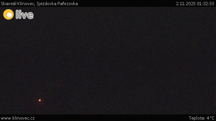 Skiareál Klínovec - Sjezdovka Pařezovka, lanovka CineStar Express - 2.11.2025 v 01:32 Skiareál Klínovec - Sjezdovka Pařezovka, lanovka CineStar Express - 2.11.2025 v 01:32