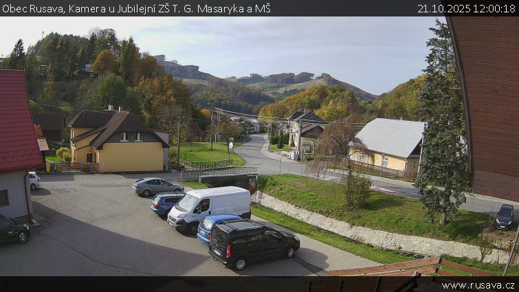 Obec Rusava - Kamera u Jubilejní ZŠ T. G. Masaryka a MŠ - 21.10.2025 v 12:00 Obec Rusava - Kamera u Jubilejní ZŠ T. G. Masaryka a MŠ - 21.10.2025 v 12:00