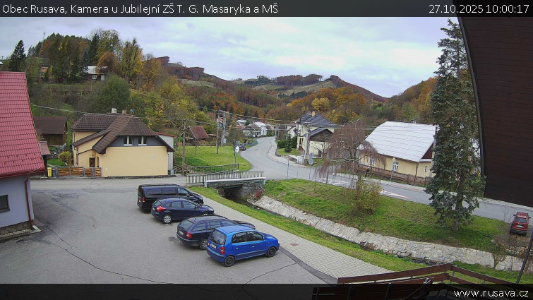 Obec Rusava - Kamera u Jubilejní ZŠ T. G. Masaryka a MŠ - 27.10.2025 v 10:00 Obec Rusava - Kamera u Jubilejní ZŠ T. G. Masaryka a MŠ - 27.10.2025 v 10:00
