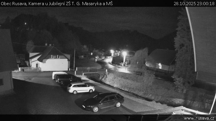 Obec Rusava - Kamera u Jubilejní ZŠ T. G. Masaryka a MŠ - 28.10.2025 v 23:00 Obec Rusava - Kamera u Jubilejní ZŠ T. G. Masaryka a MŠ - 28.10.2025 v 23:00